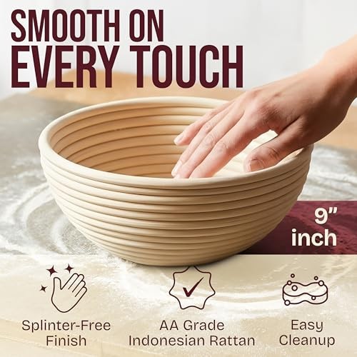 Sourdough Starter Kit 2 Pack 9" Round Bread Proofing Baskets Rattan Set New