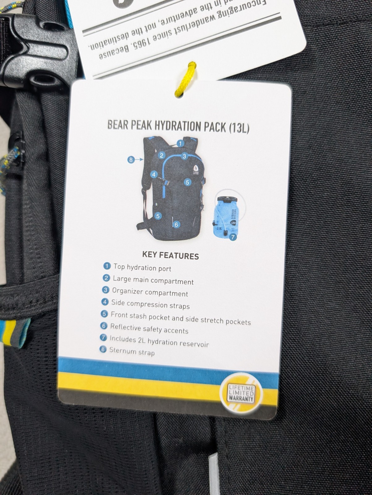 New With Tag Sierra Designs Bear Peak 13L Hydration Backpack Black Gorpcore