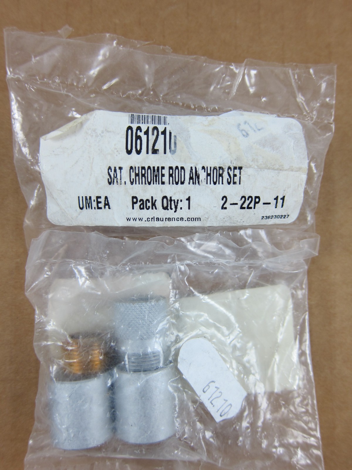 CRL C.R. Laurence 061210 Satin Chrome Rod Anchor Set for CRL 6 mm Rods - NOS