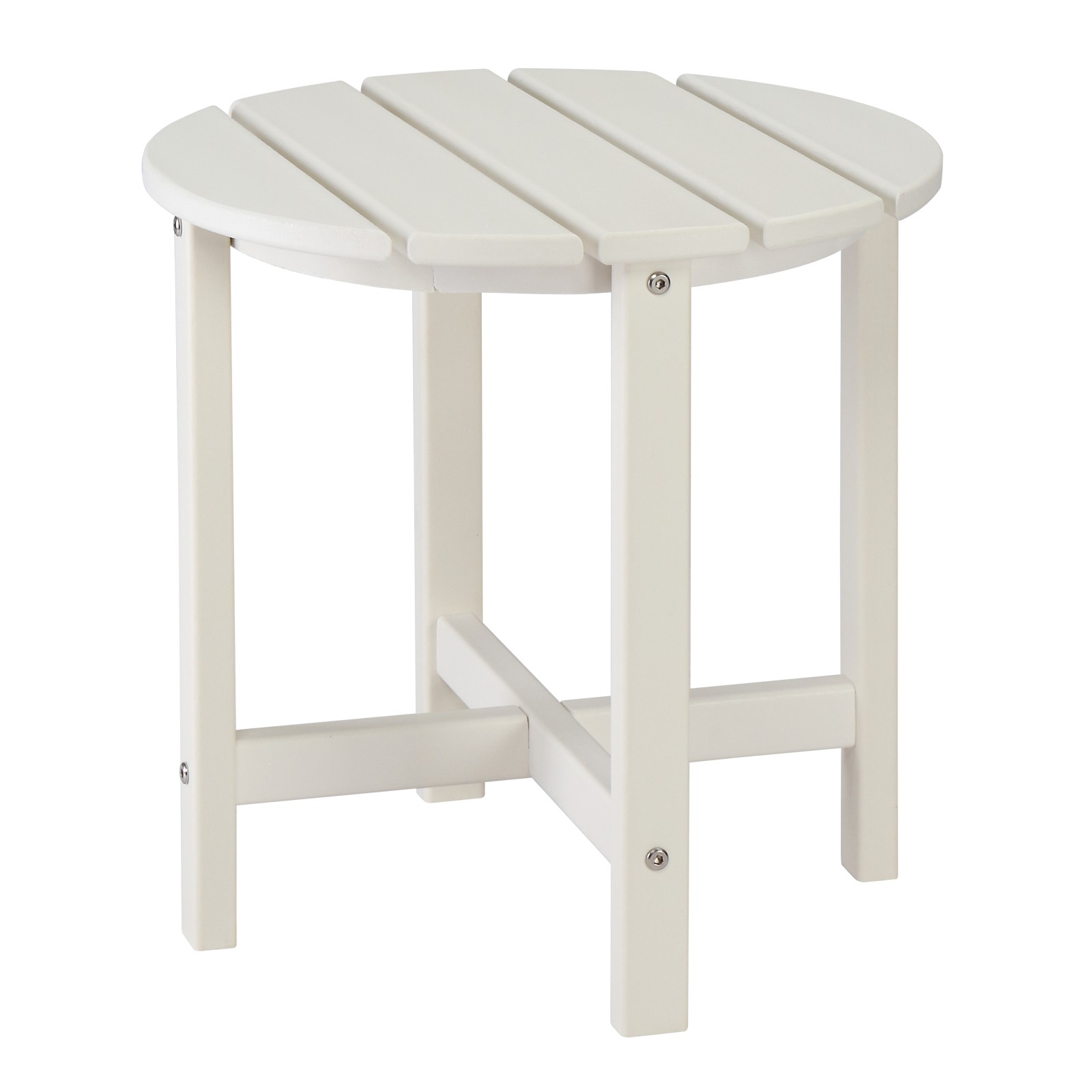 46cm Round White HDPE Side Table, Single Layer Modern Accent Table