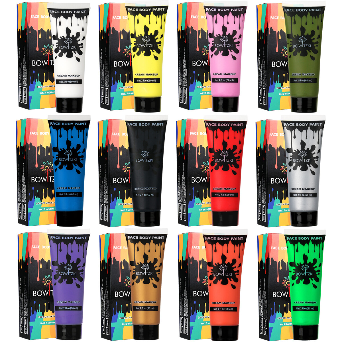 Bowitzki Cream Face Paint Set Cream Makeup 60ml Water Based Face Painting Makeup