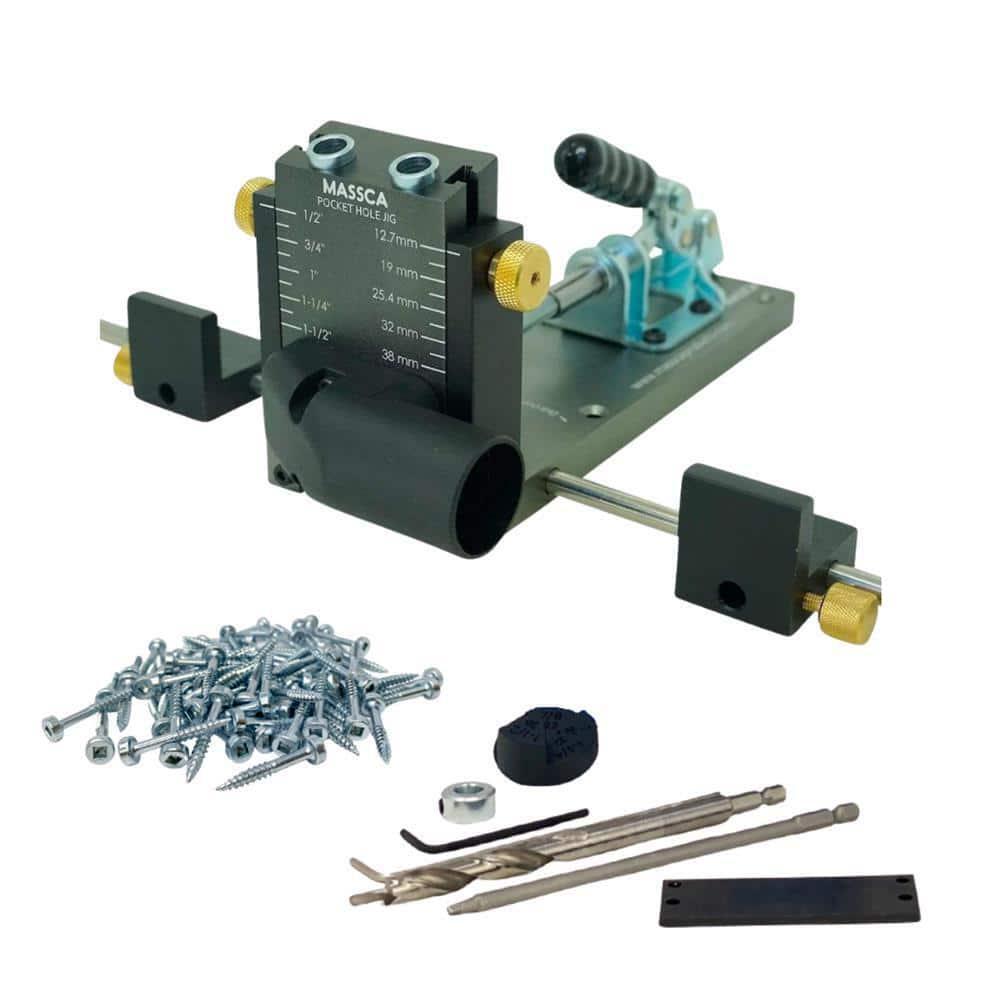 Massca Pocket-Hole Jig System Drill Style Heavy-Duty Aluminum Dust-Free Drilling