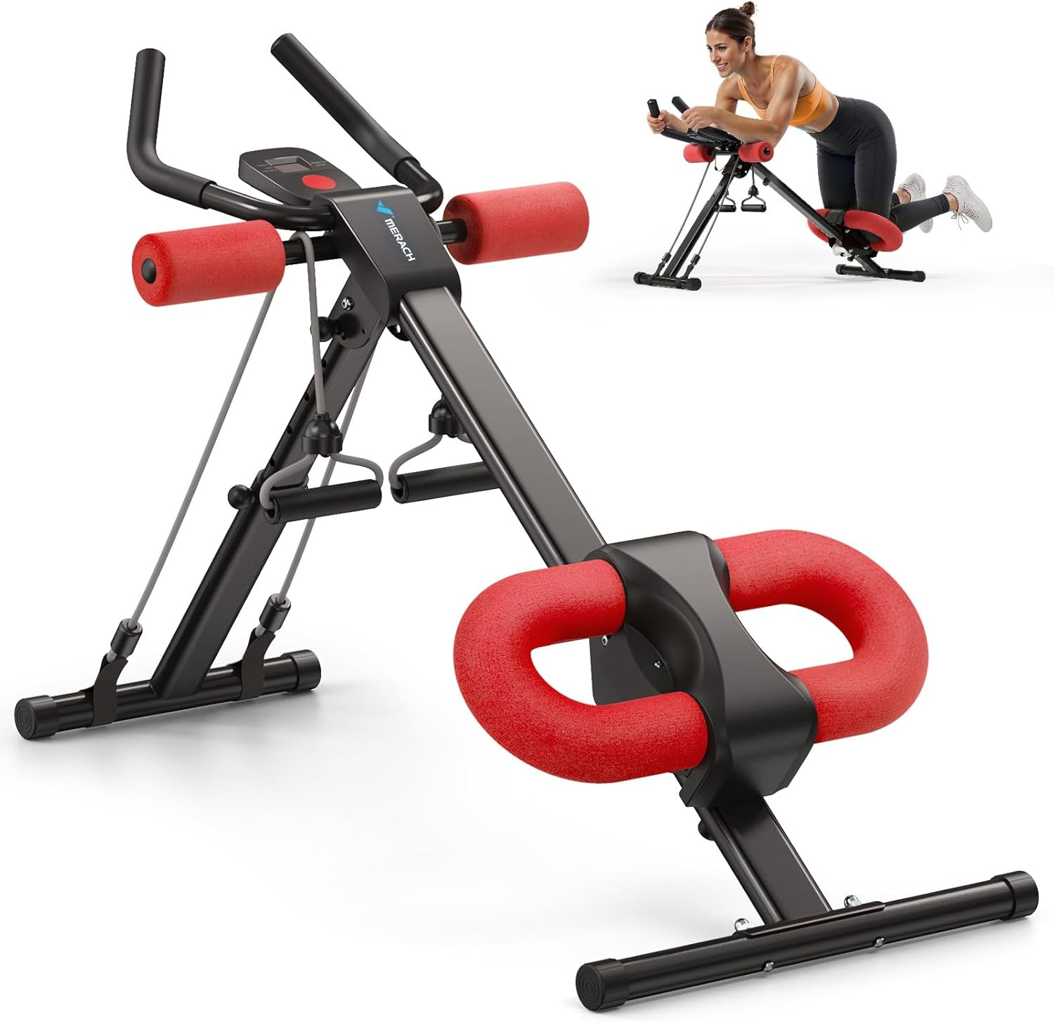 Adjustable Ab Machine for Home Gym, Foldable Ab Trainer with Knee Protection