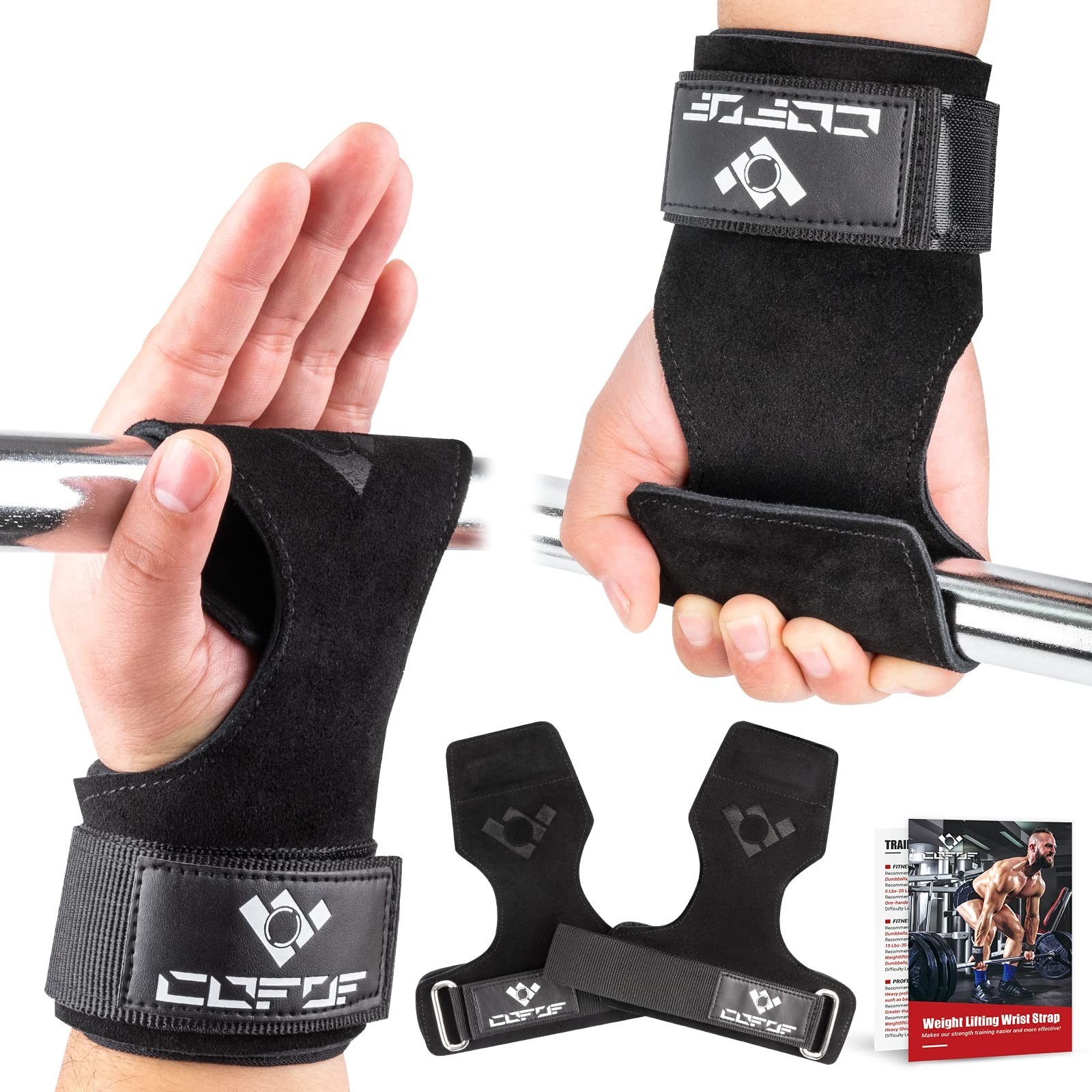 COFOF Weight Lifting Wrist Strap, Double Layer Leather Wrist Strap for Deadli...
