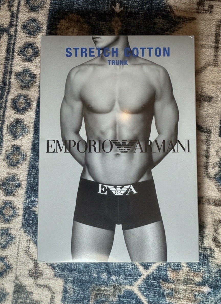 Emporio Armani Stretch Cotton Trunk/underwear Size Small Black