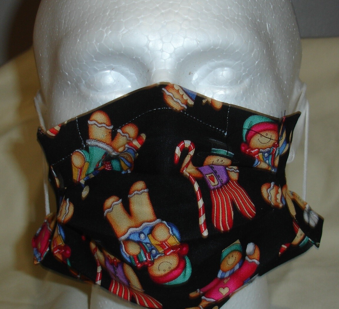 USA cotton Face mask cover handmade/w Gingerbread Men at Work Fabric FASTSHIP