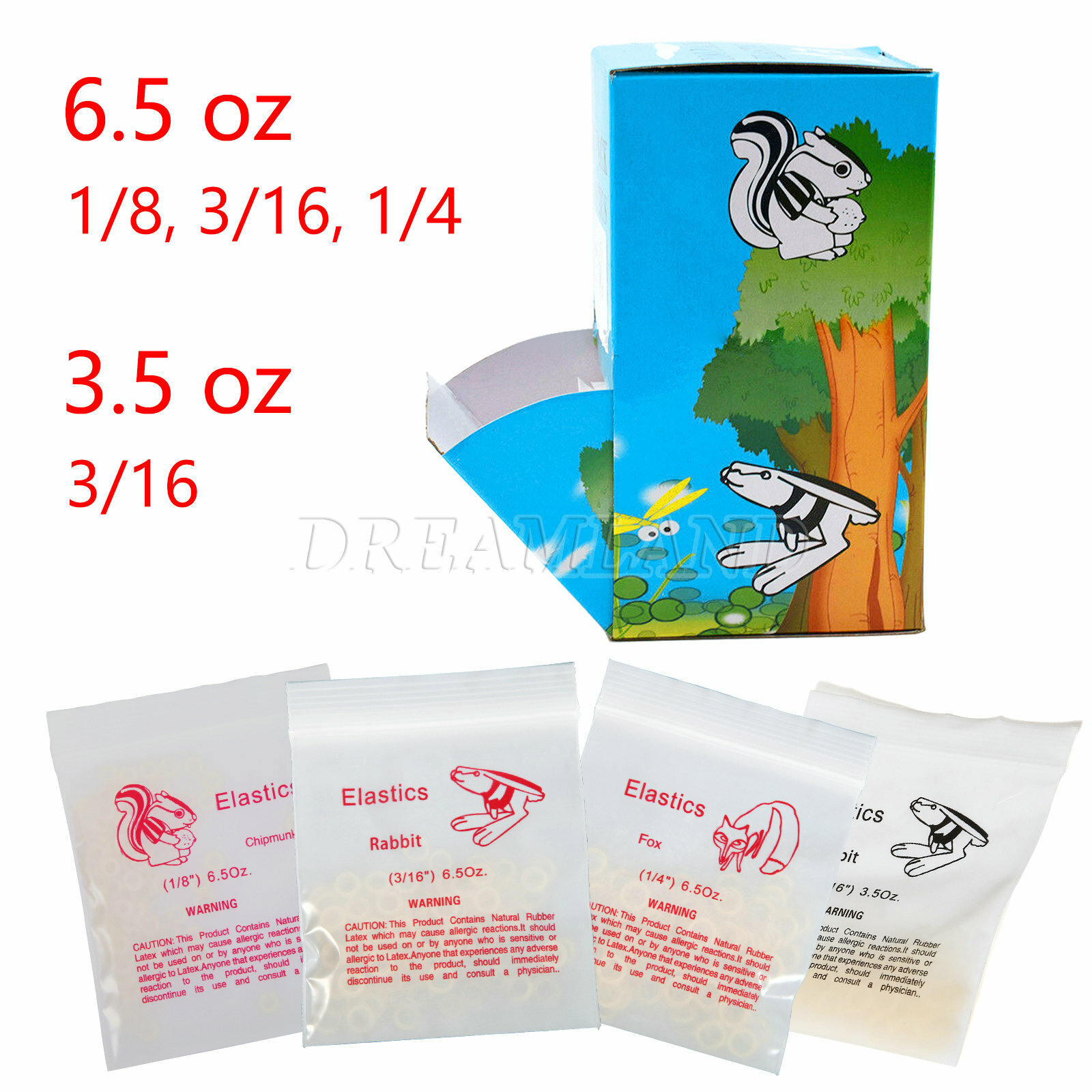 5000 PCS Dental Orthodontic Rubber Bands Ortho Elastics Latex Braces 3.5/6.5 MUL
