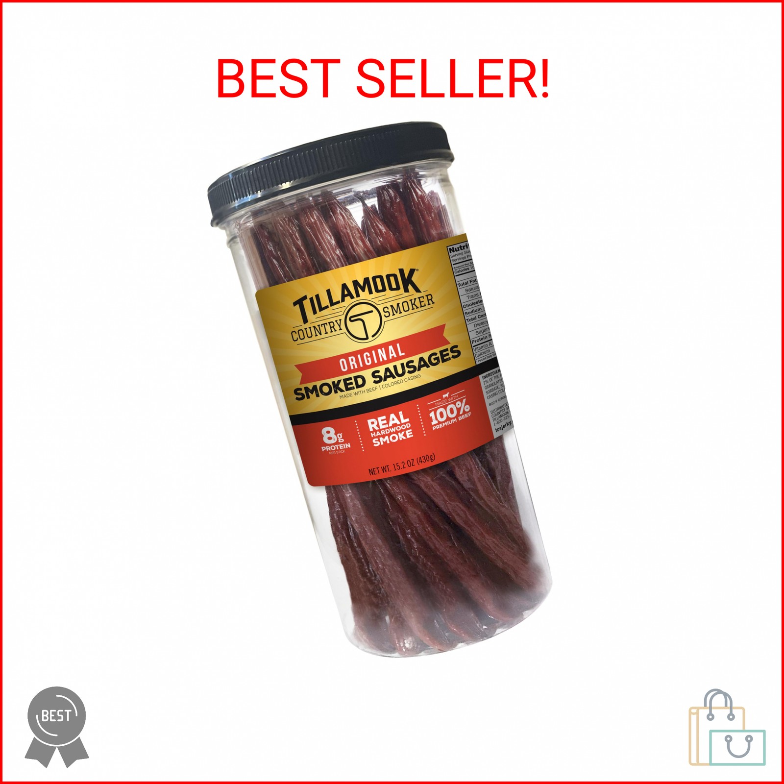 Tillamook Country Smoker Real Hardwood Smoked Sausages, Original Beef, 15.2 Ounc
