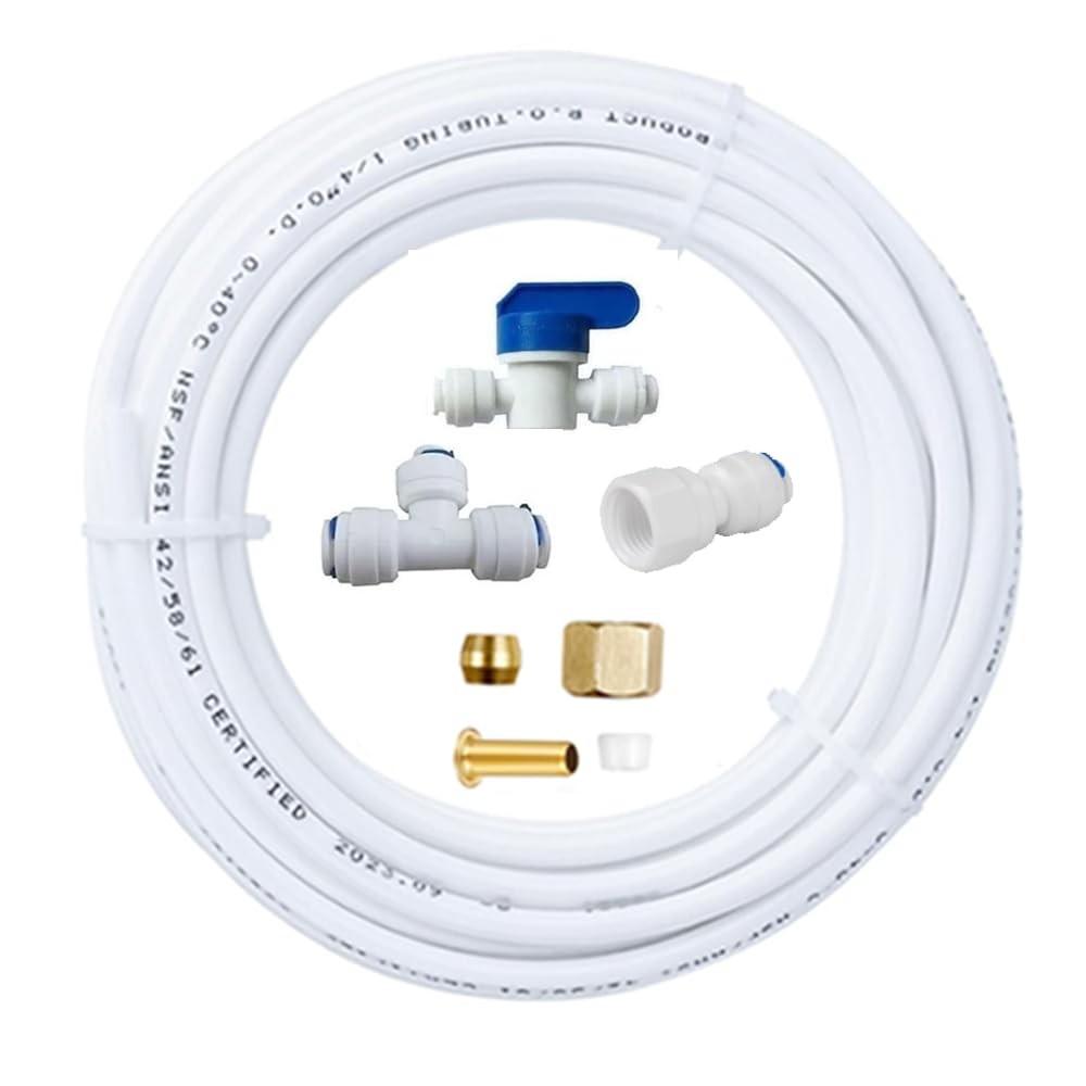 Ice Maker Water Line Kit 25FT 1/4 Inch OD Line Quick Fittings Valve 5 PCS