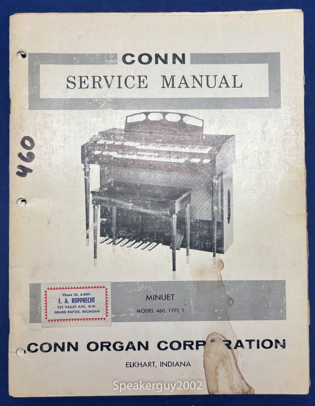 Original Conn Organ Service Manual / Minuet 460 Type 1 -- CS2