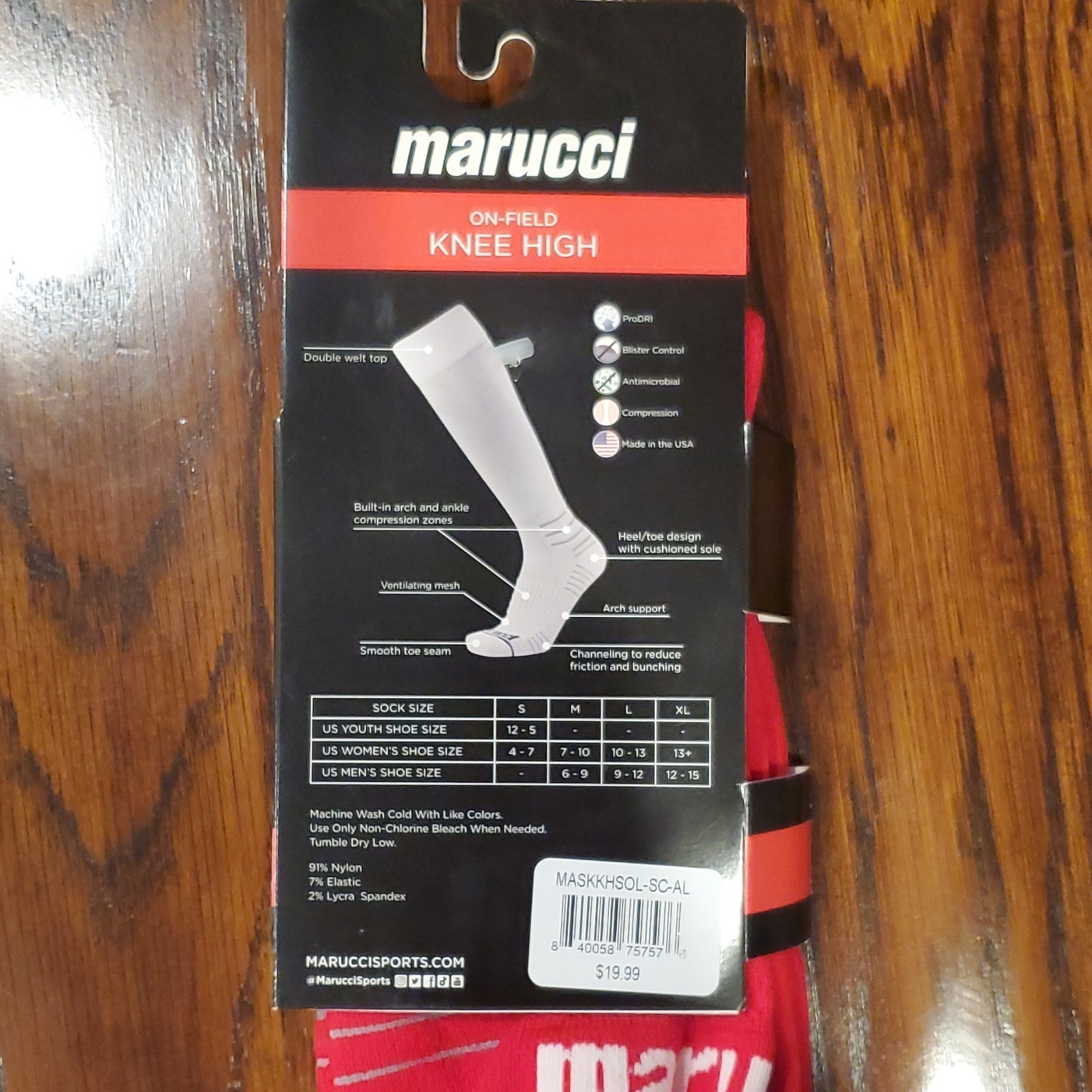 Marucci On-Field Knee High Red Baseball Socks Size L
