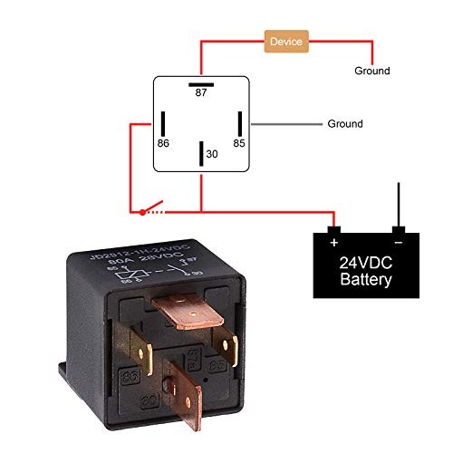 4-Pin Car Relay 24V 80A Relay On/Off Normally Open Car Truck Boat SPST Relays