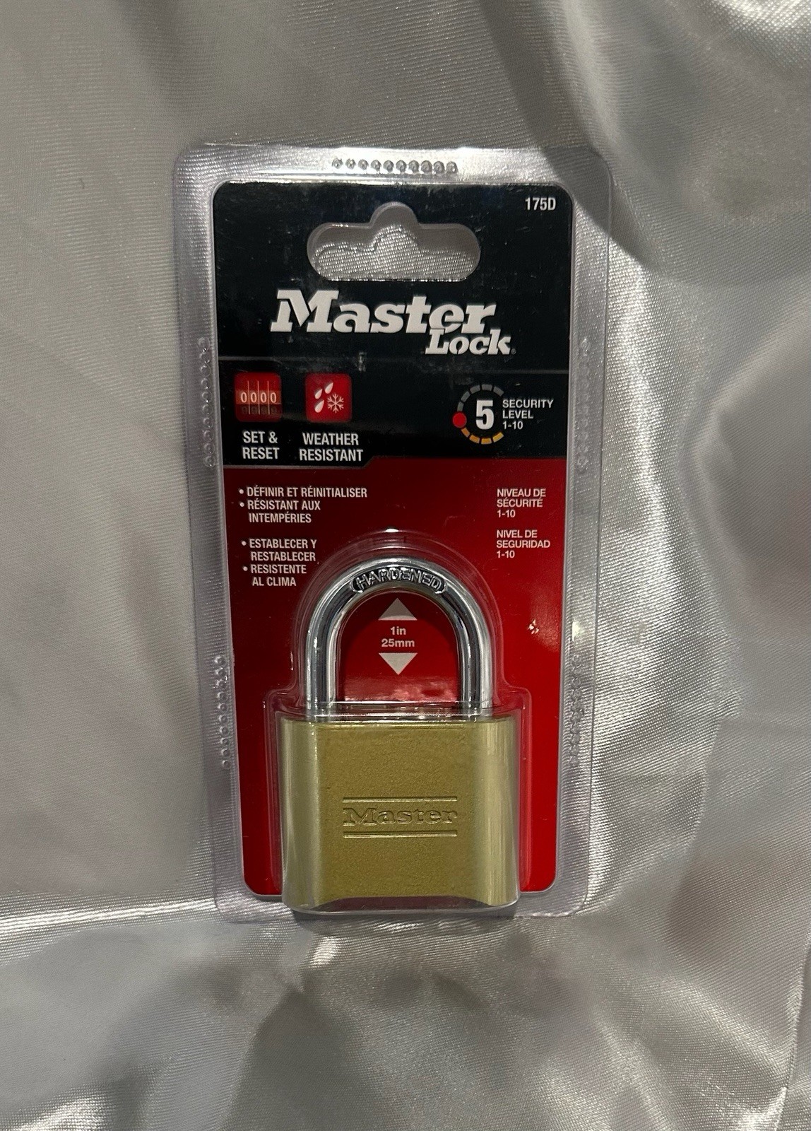 Master Lock 175D Combination Padlock/key, Body Height 1.5” Steel/Brass - Sealed