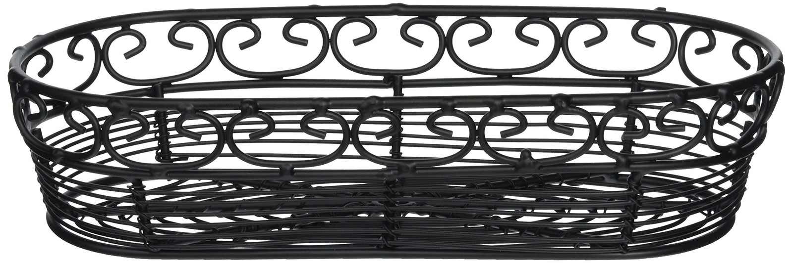 BK21709 Oblong Basket, 9" x 4" x 2", Black Metal with Heart-Shaped Loops, Ide...
