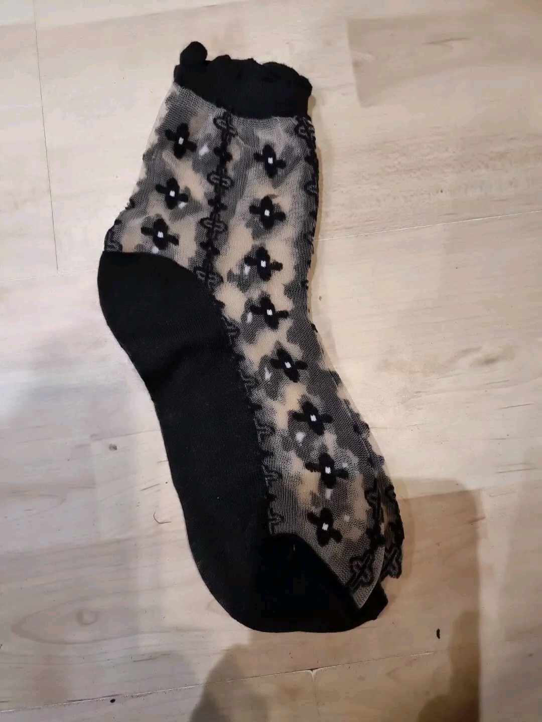 Ladies Black And Nude Patterned Anklet Socks 3-5