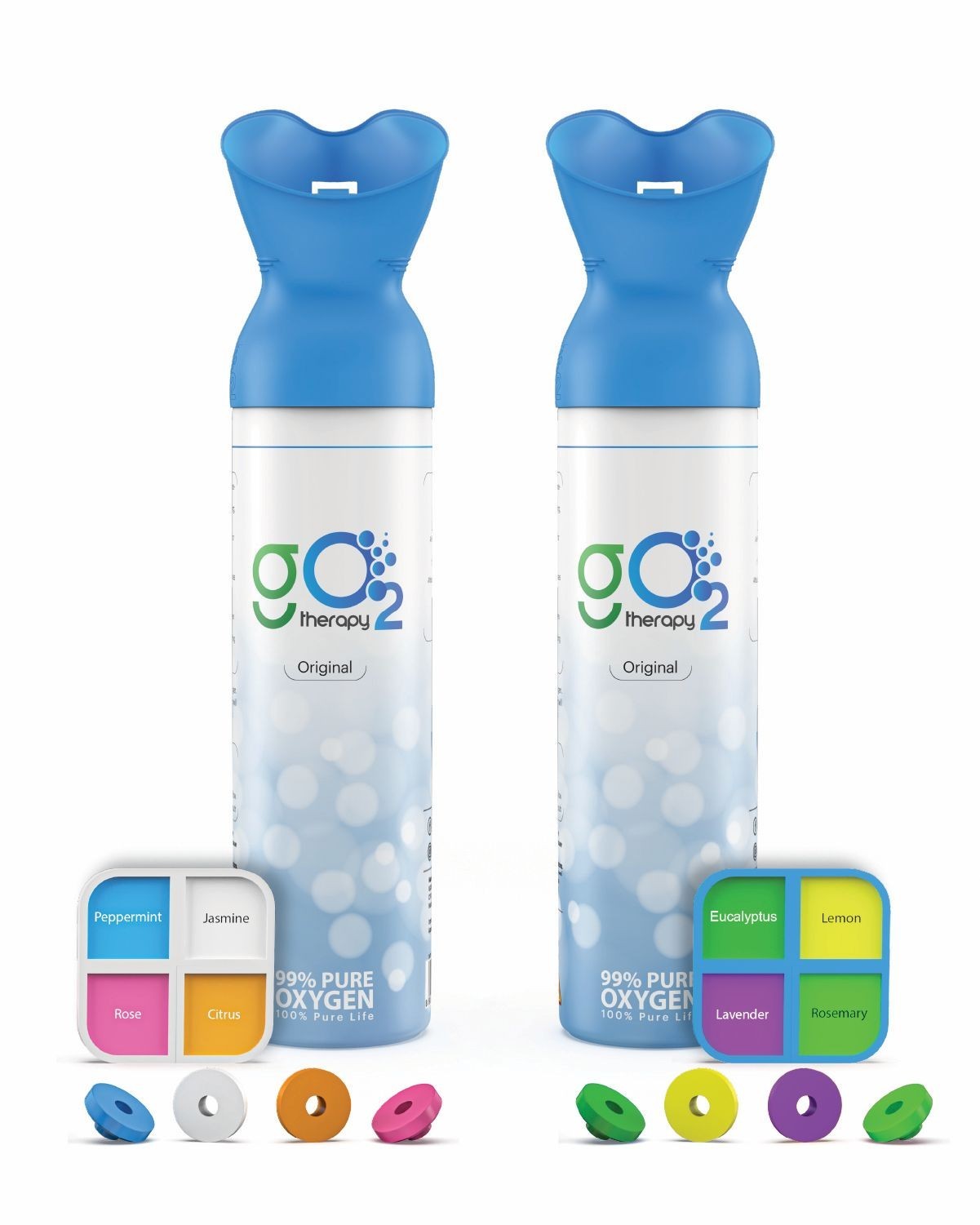 gO2Therapy Up to 900 Inhalations (2 pack)  Portable Oxygen Canister 8 Fragrance
