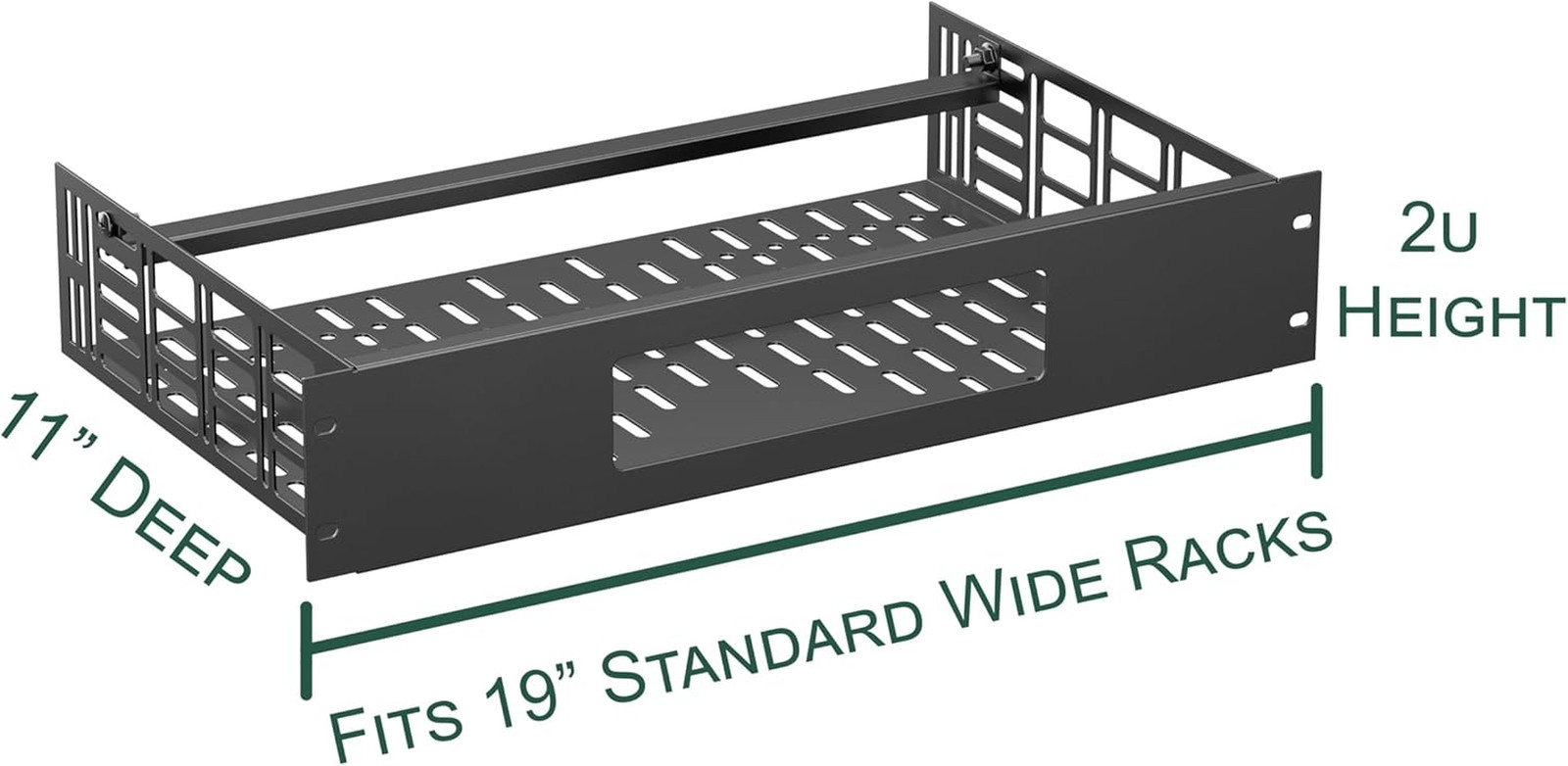 2U Rack Mount Shelf Compatible with Sonos Amp | 11" Deep | Fits 19" Standard AV,