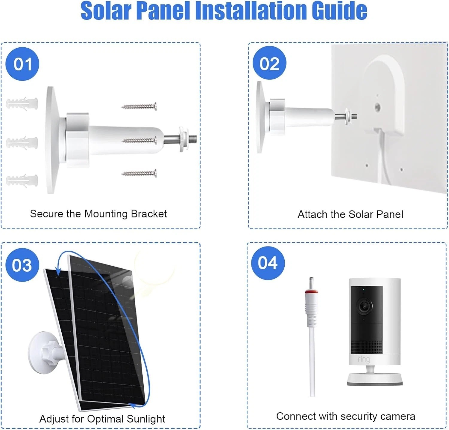 7W Solar Panel for Ring Camera, Solar Charger with USB-C & 3.5Mm Ports for Ring