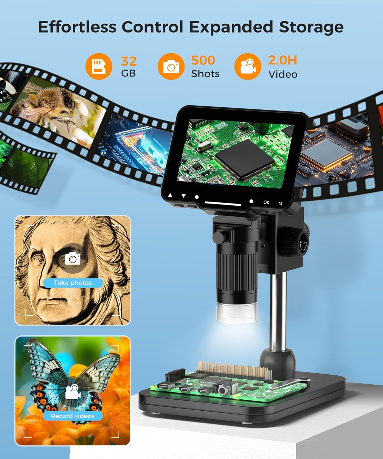 LCD Digital Microscope,4.3 Inch 1080P 10 Megapixels,10Mp Camera Video Recorder w