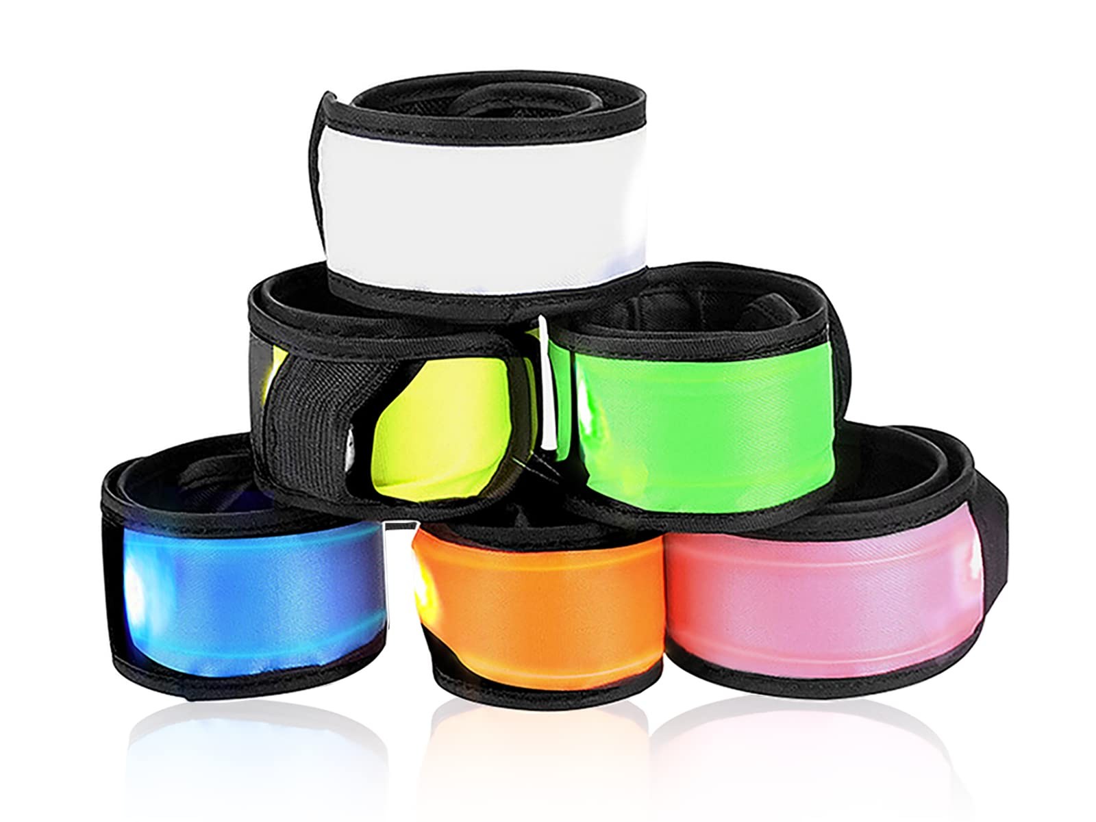 esonstyle 6 Pack LED Light Up Band Slap Bracelets, Night 13.6*1.57, 6 pcs