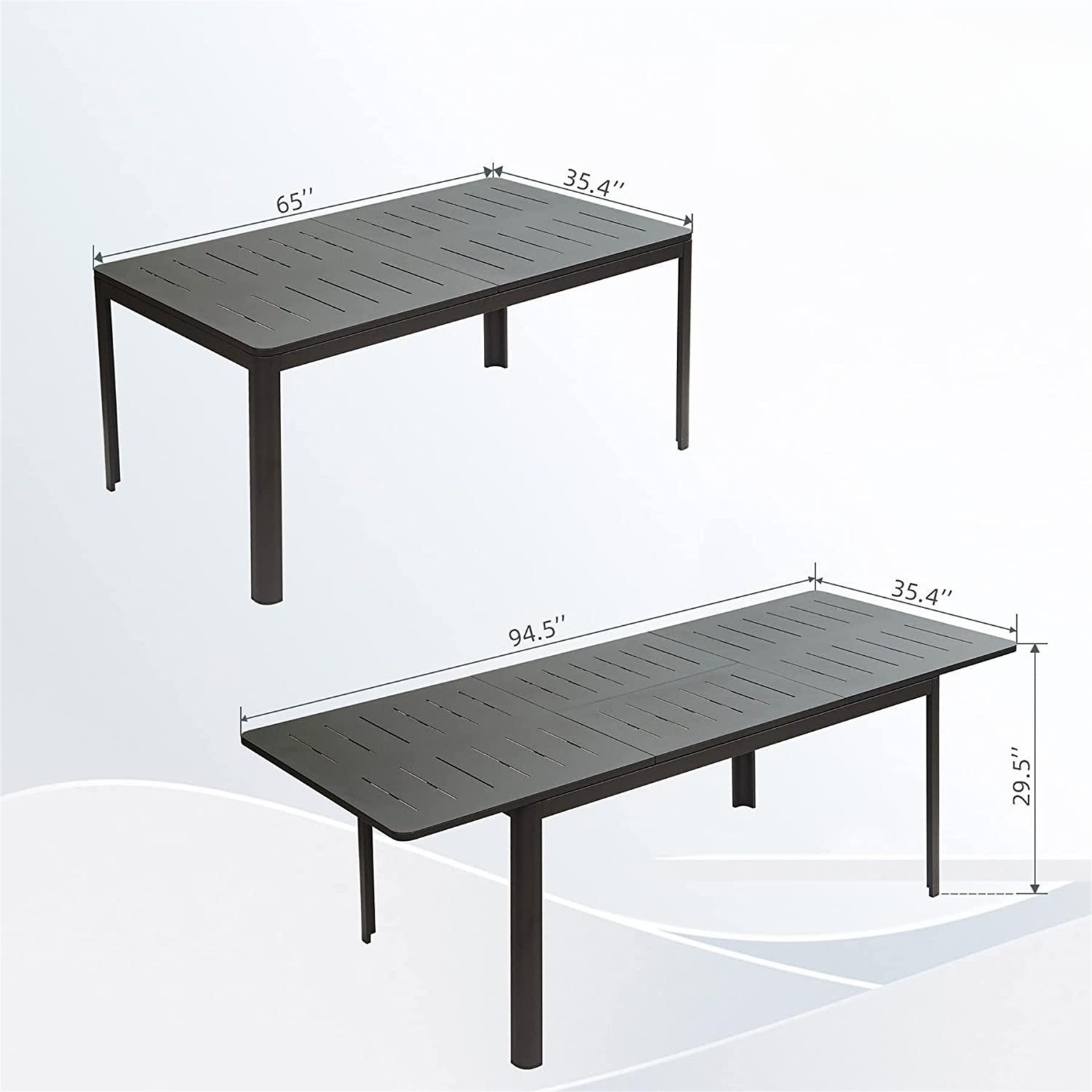 Expandable Patio Dining Table Rectangular 6-8 Person Outdoor Metal for Garden