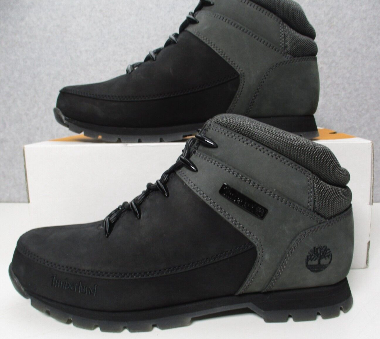 Timberland Euro Sprint Mid Hiker Black Dark Gray Nubuck Boots Mens Sz 11 M