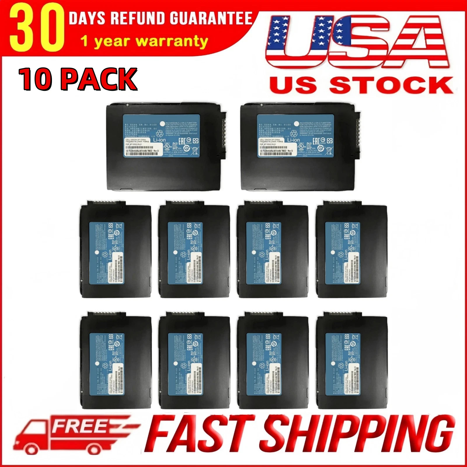 10-PACK New tc77 Battery for Zebra tc55 tc70 tc72 tc75 BT-000318 4620mAh