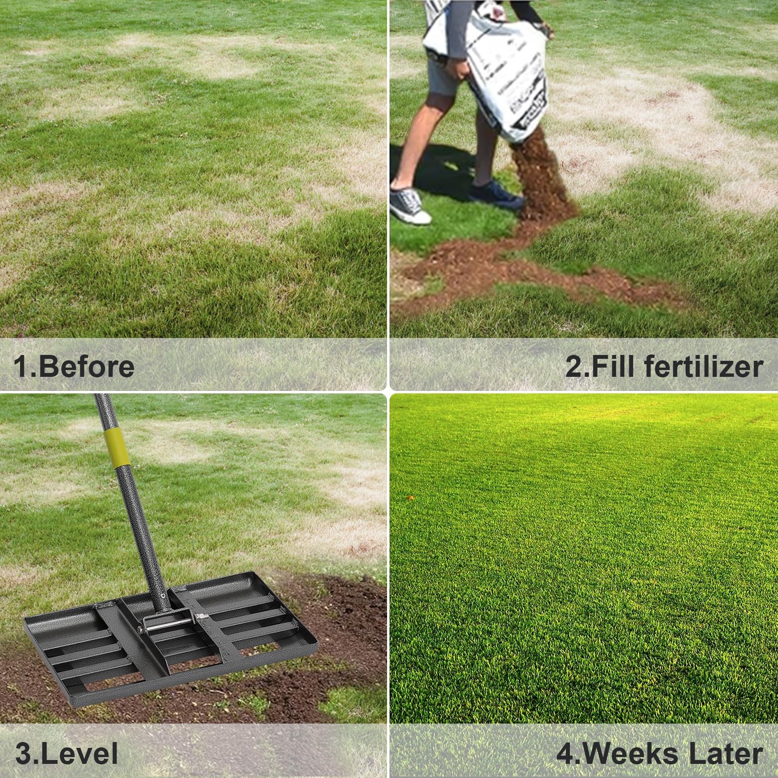 Lawn Leveling Rake | Levelawn Tool | Level Soil or Dirt Ground Surfaces Easil...