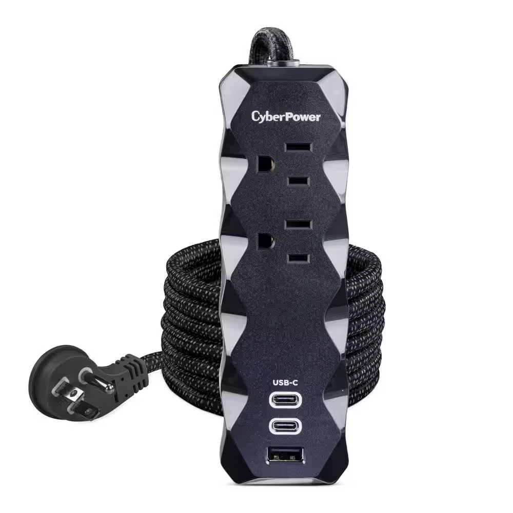 3 Ft. 2-Outlet 3 USB Surge Protector