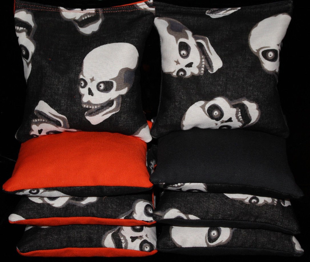 CORNHOLE BEAN BAGS Scary SKULLS SKELETON Halloween Spooky 8 ACA Regulation Bags