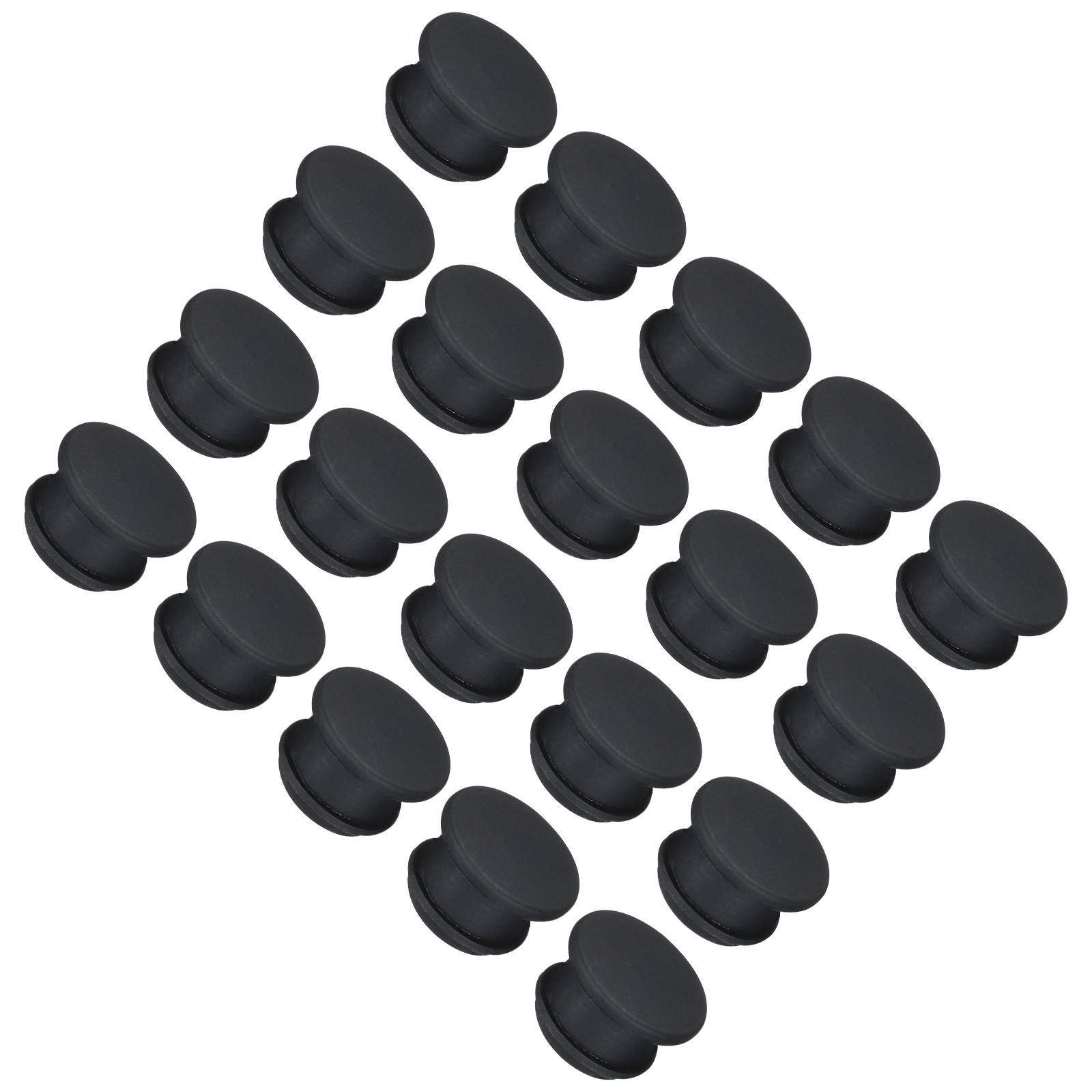 20 Pcs Silicone Snap in Locking Hole Plugs 12.5mm/0.49 Inch Dia Black