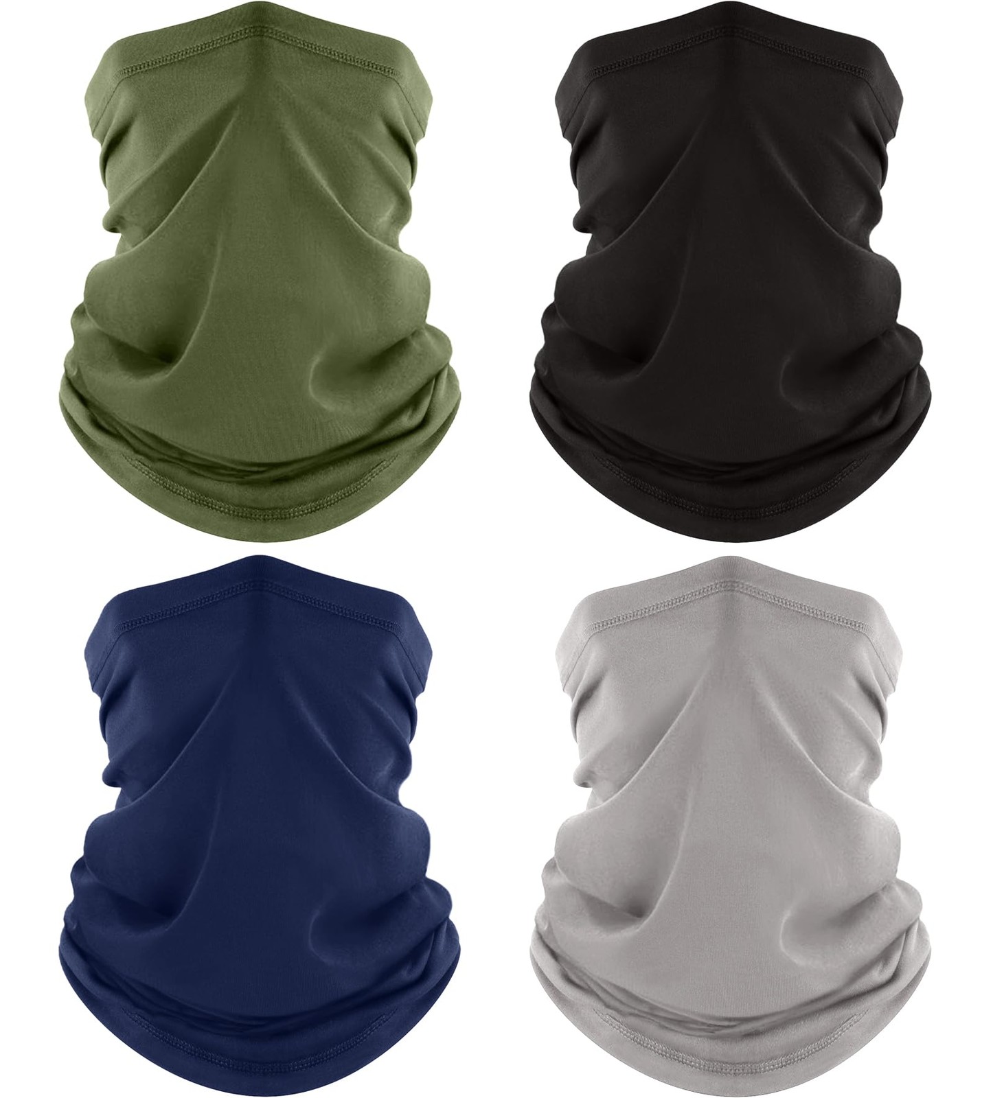 ROXUN 4 Pack Neck Gaiter, Cooling One Size, Black+light Gray+navy+army Green