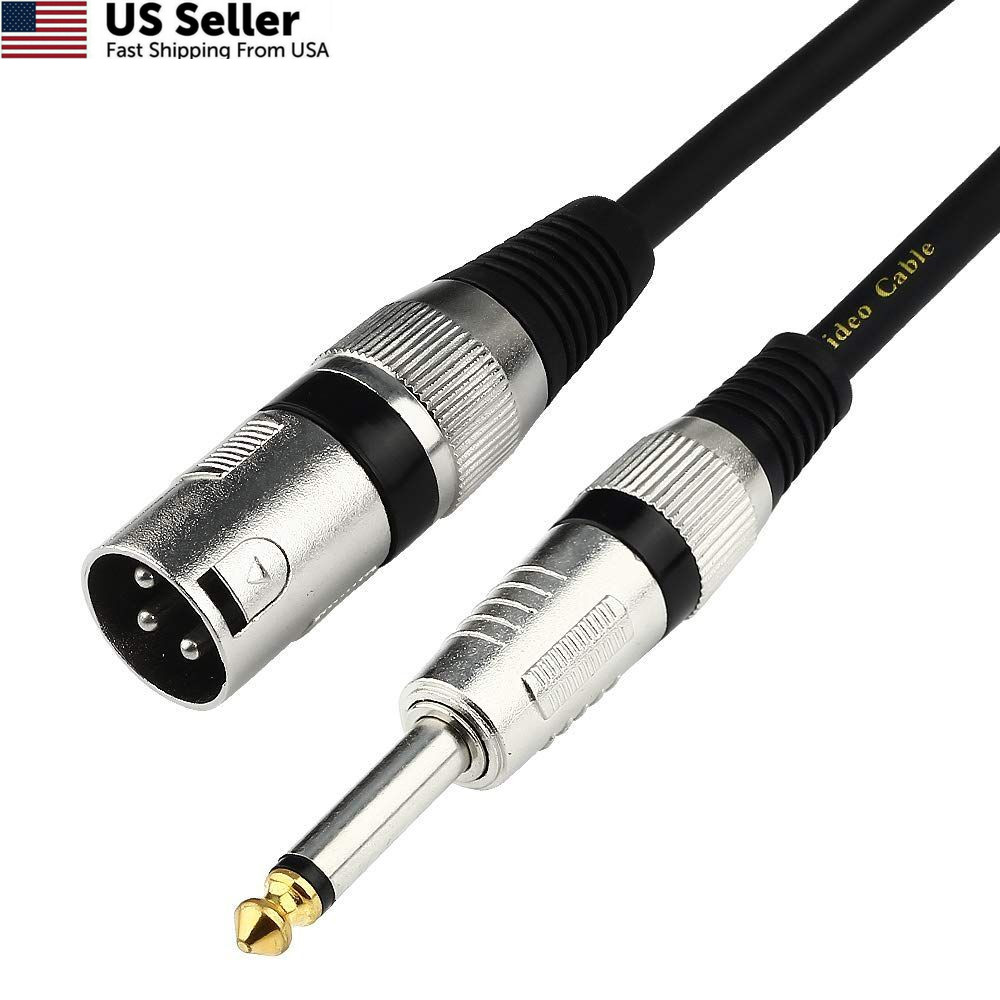 Disino Unbalanced 6.35mm(1/4 inch) TS Mono to XLR Male Cable 3 Feet, Black