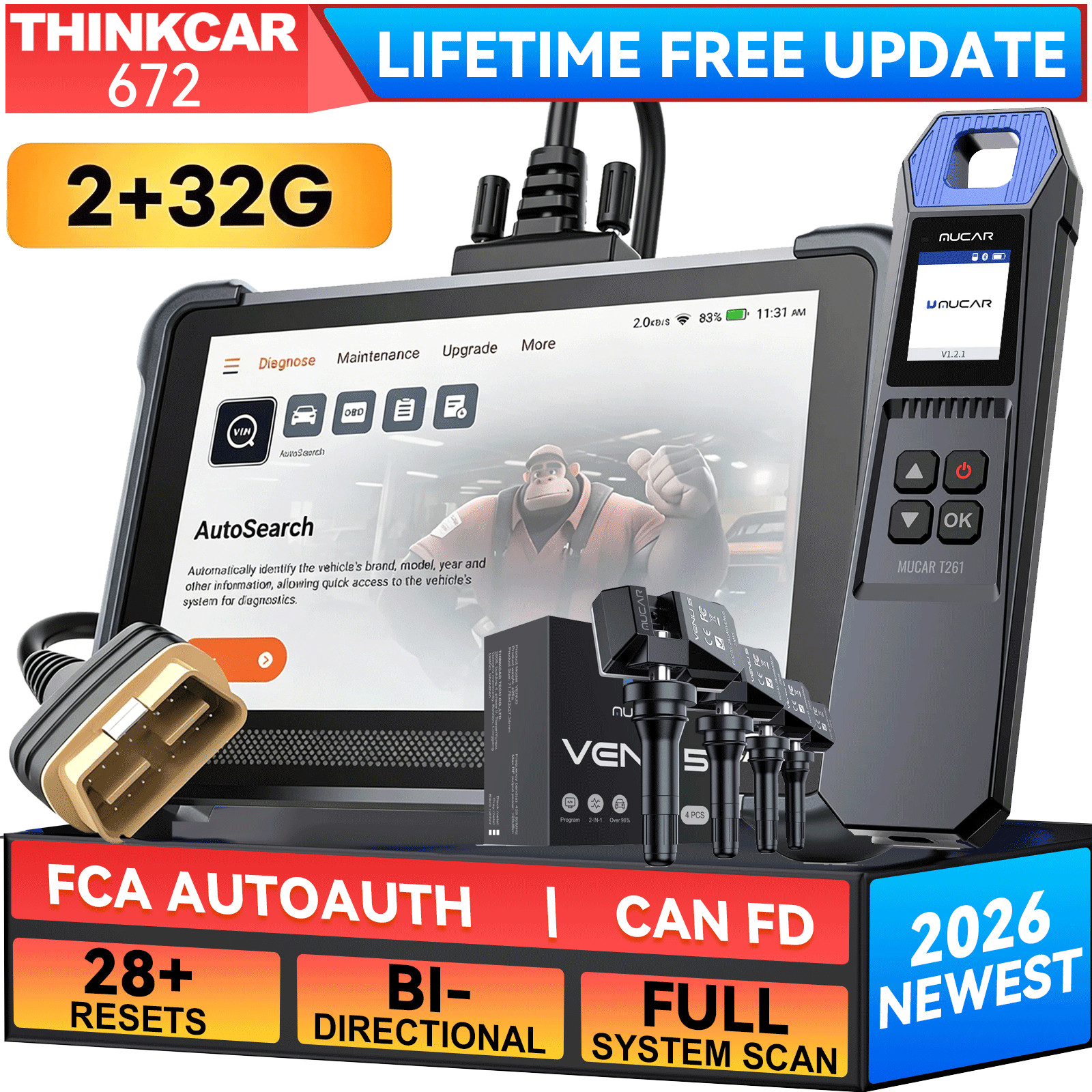 ThinkScan 672 Lifetime Free Update Scanner All System Scan + MUCAR TPMS Tool