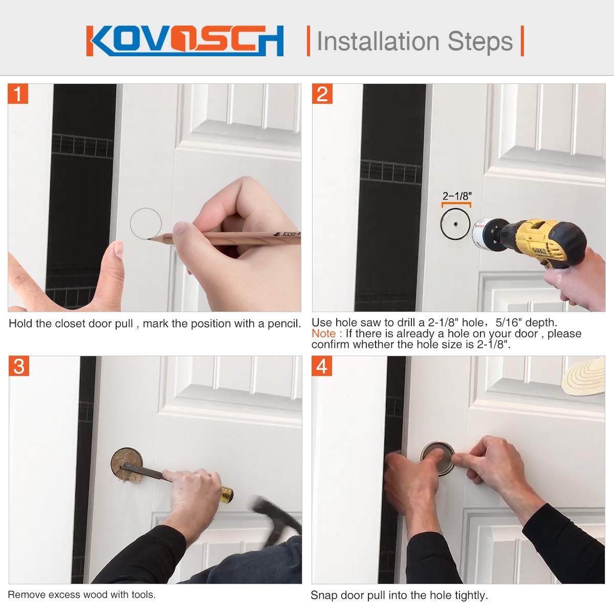 KOVOSCH 10 Pack Closet Door Finger Pull Black - 2-1/8” Round 10 Pack,