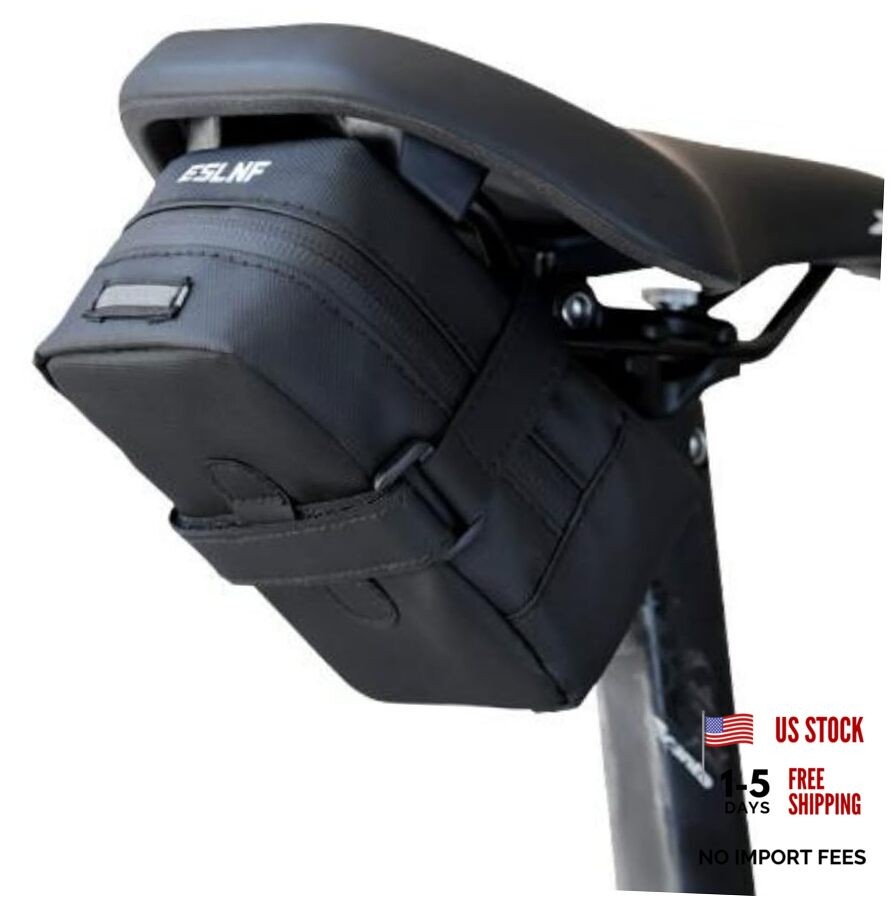 Bike Seat Bag, Black Bicycle Saddle Bag - 0.45L Under Seat Storage Pouch with