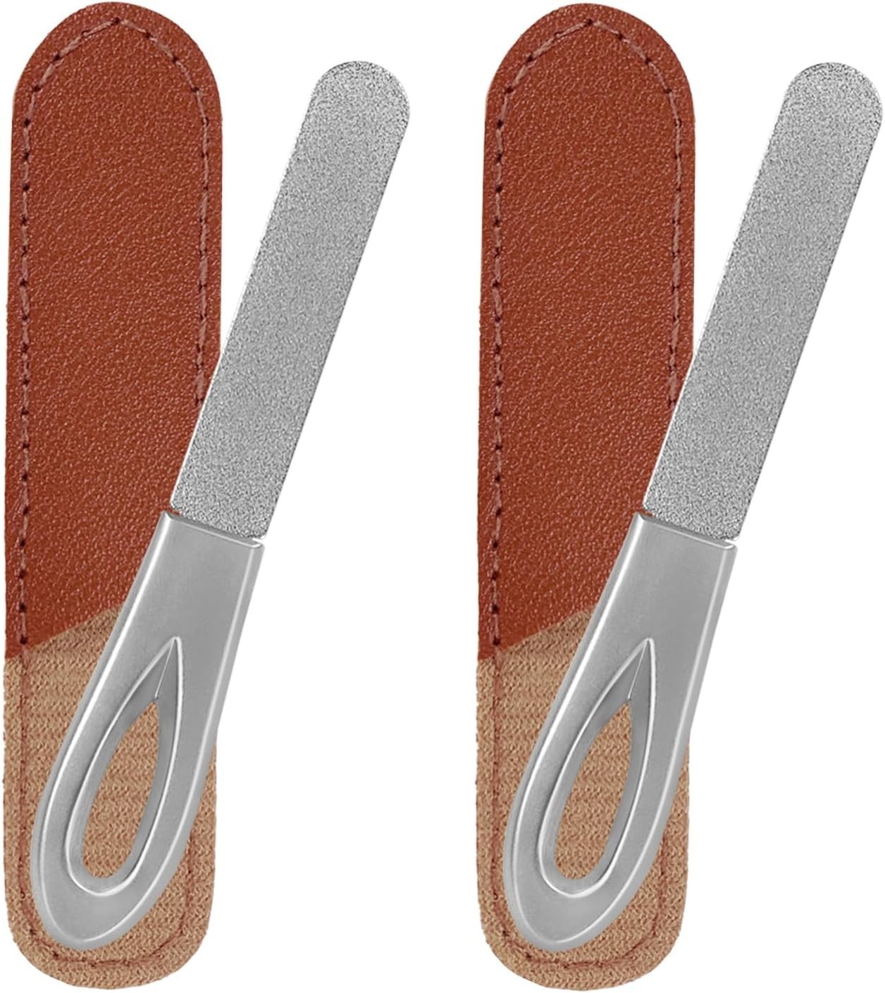 Metal Nail File with Case, 2 Pack Nail Files for Natural Nails, Fingernail Files