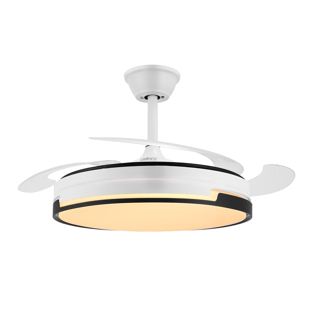 42" Smart Retractable Ceiling Fan Light with 3-Color Light & Remote, App Control