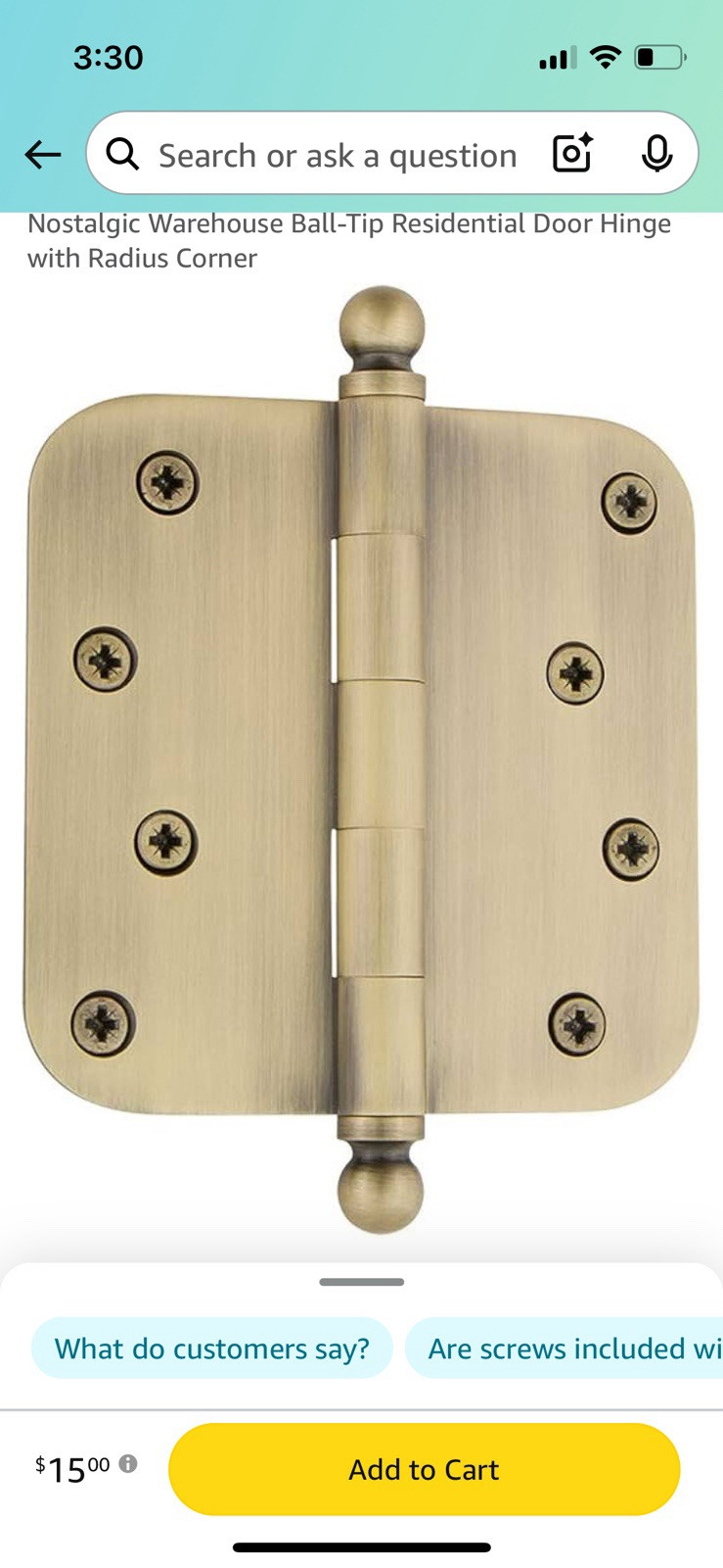 Nostalgic Warehouse BALHNG 4" x 4 5/8" Plain Bearing 5/8" Antique Brass