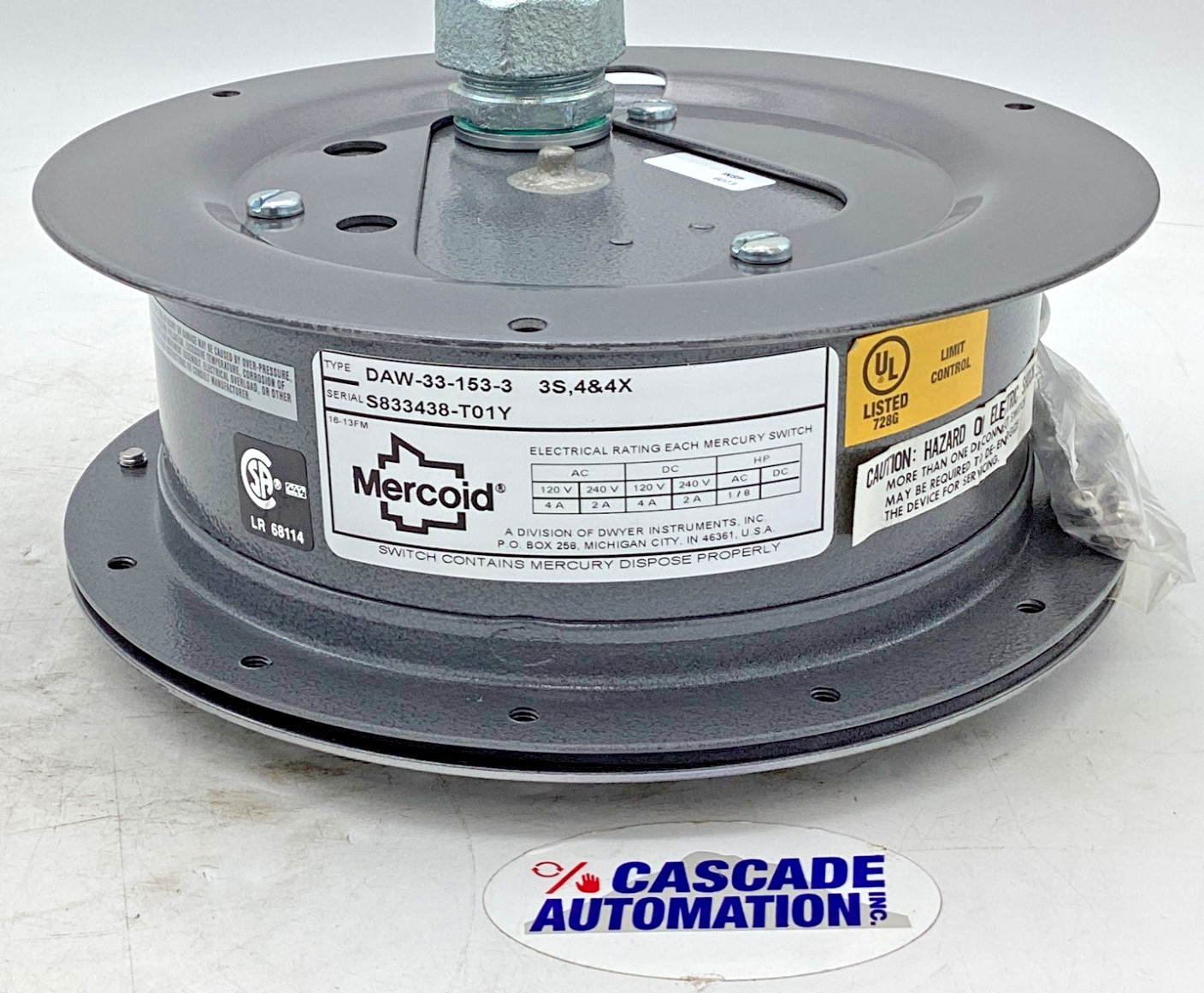 MERCOID PRESSURE SWITCH (DAW-33-153-3)
