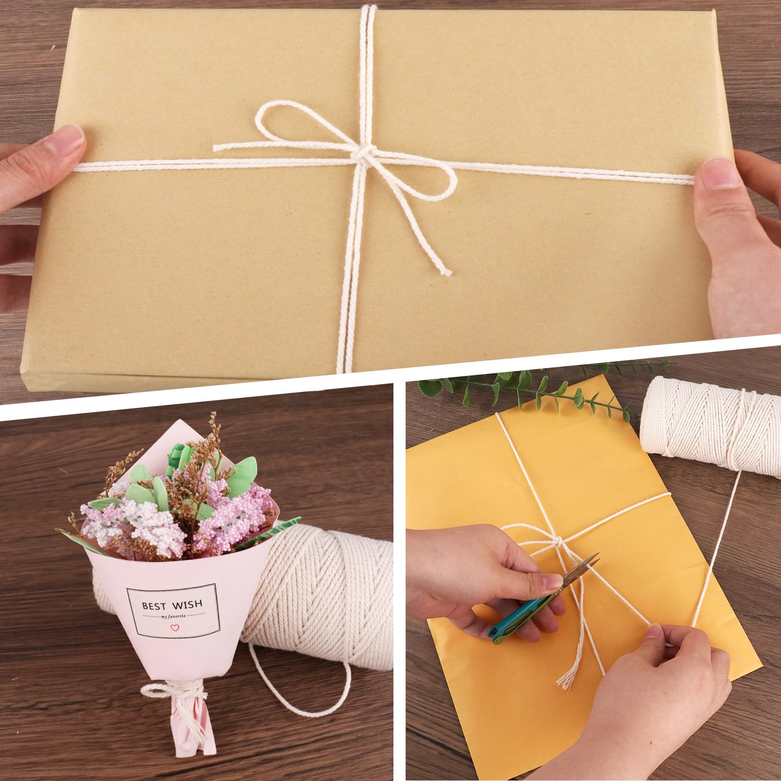 Soft White Cotton Stringâ€‹â€‹ - 2Mm Craft-Grade String for Plant Hangers, Ho...