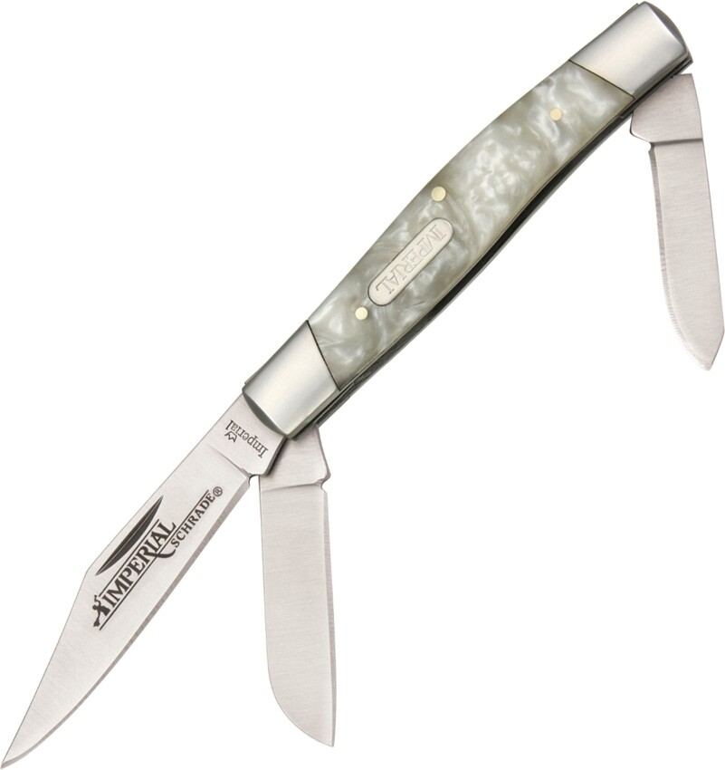 Folding Knife | Schrade Imperial Classic 3-Blade Large Stockman White Ice Silver