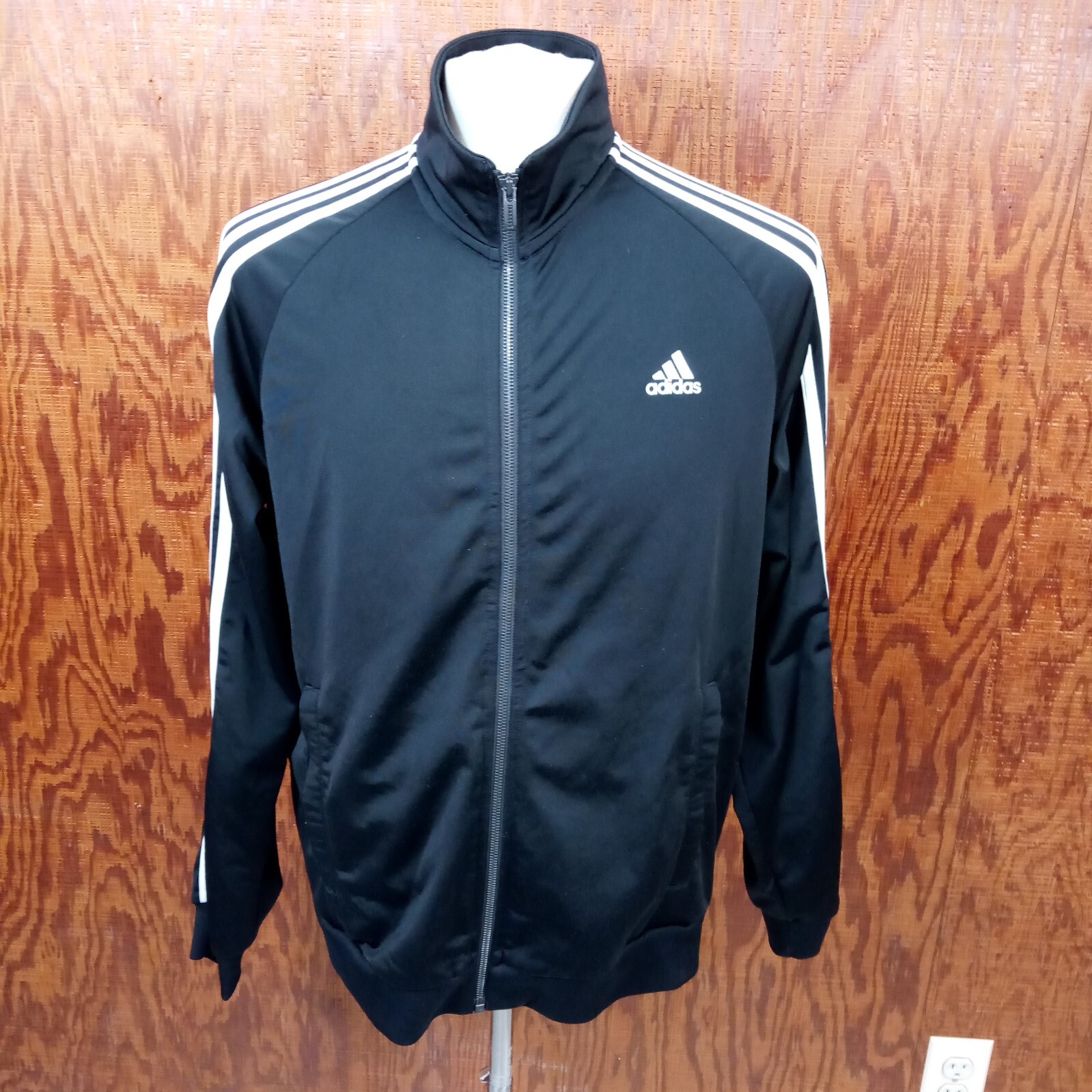 adidas Men’s Active Track Jacket Zipper Front Black Size L Large