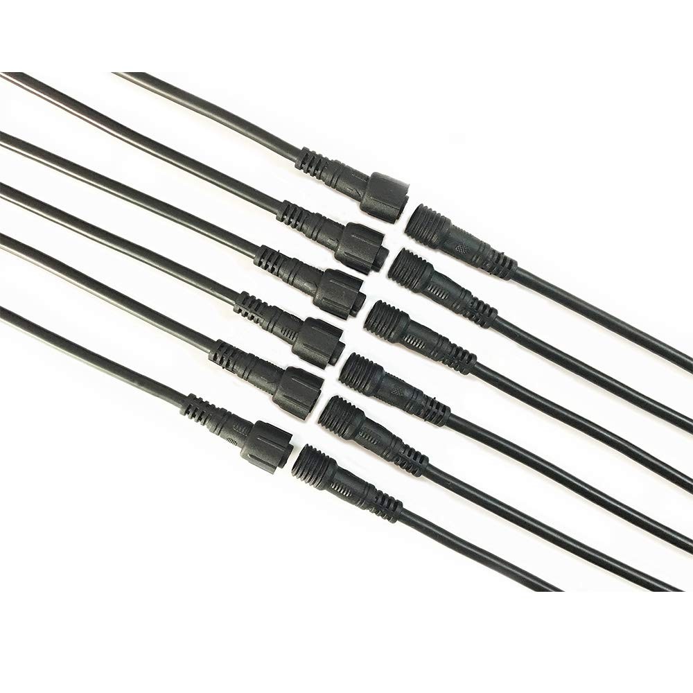 6 Pairs Pack Black Pigtail Plastics Waterproof 2 Cores Waterproof Connection Cab