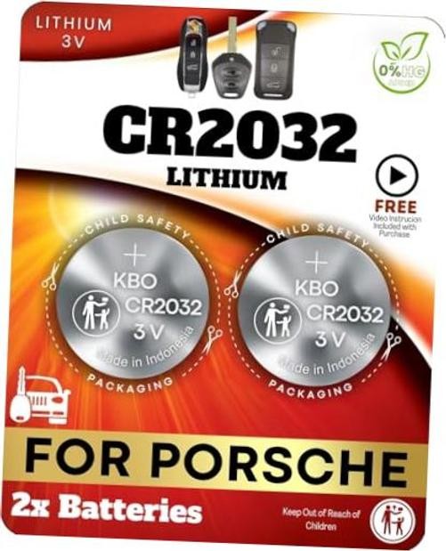 Key Fob Batteries for Porsche (2-Pack) CR2032 – 911, 718 Boxster/Cayman,