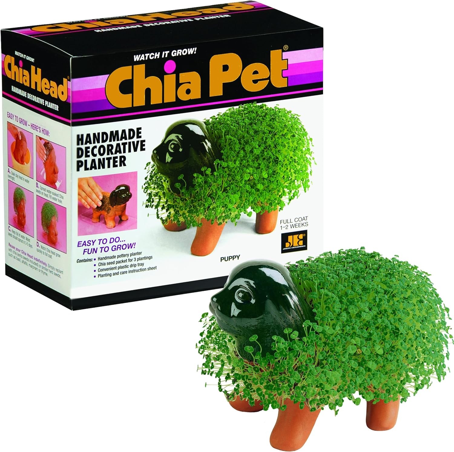 Chia Pet Puppy with Seed Pack, Decorative Pottery Planter, Easy to Do and Fun to