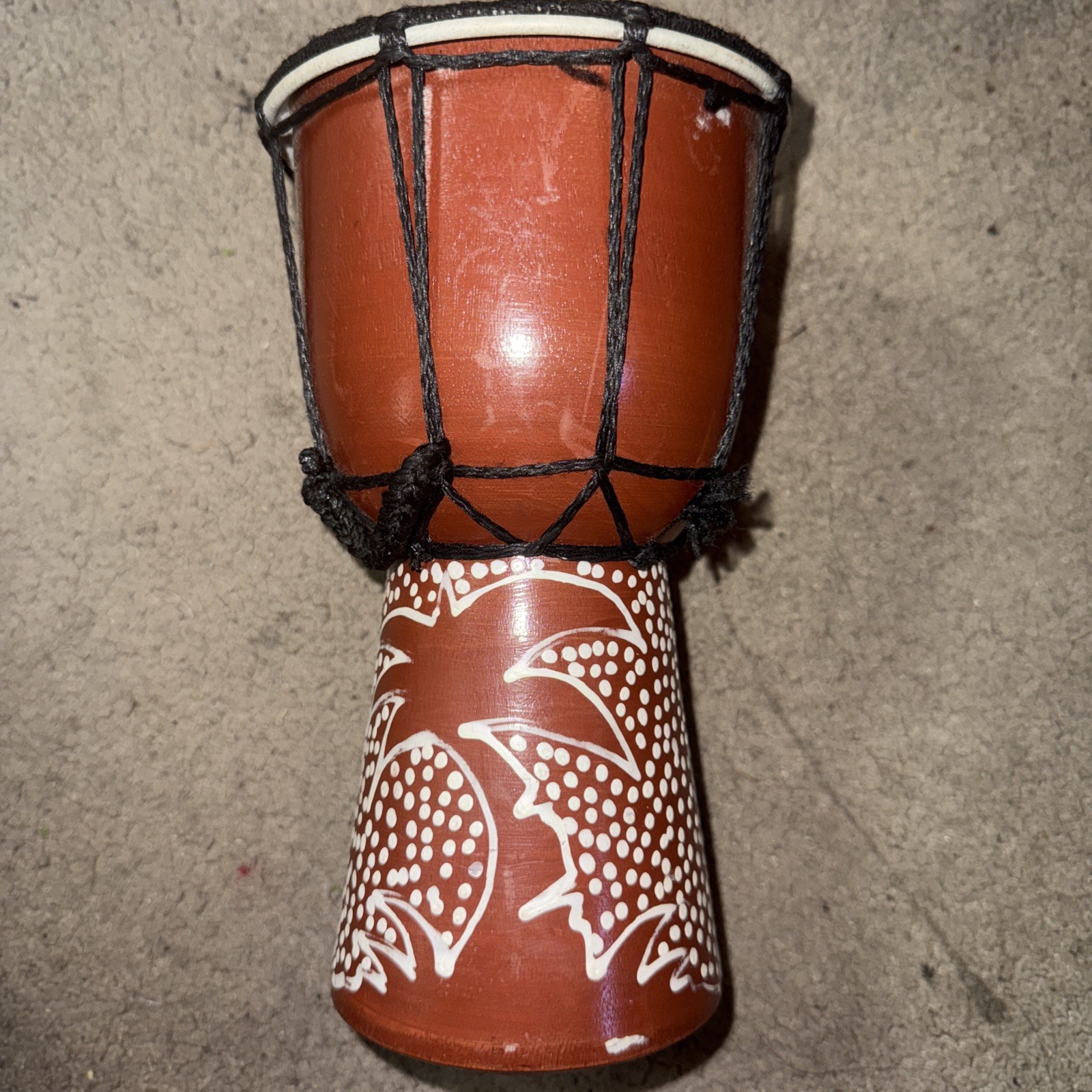 Small hand-painted djembe drum, from Bahamas.