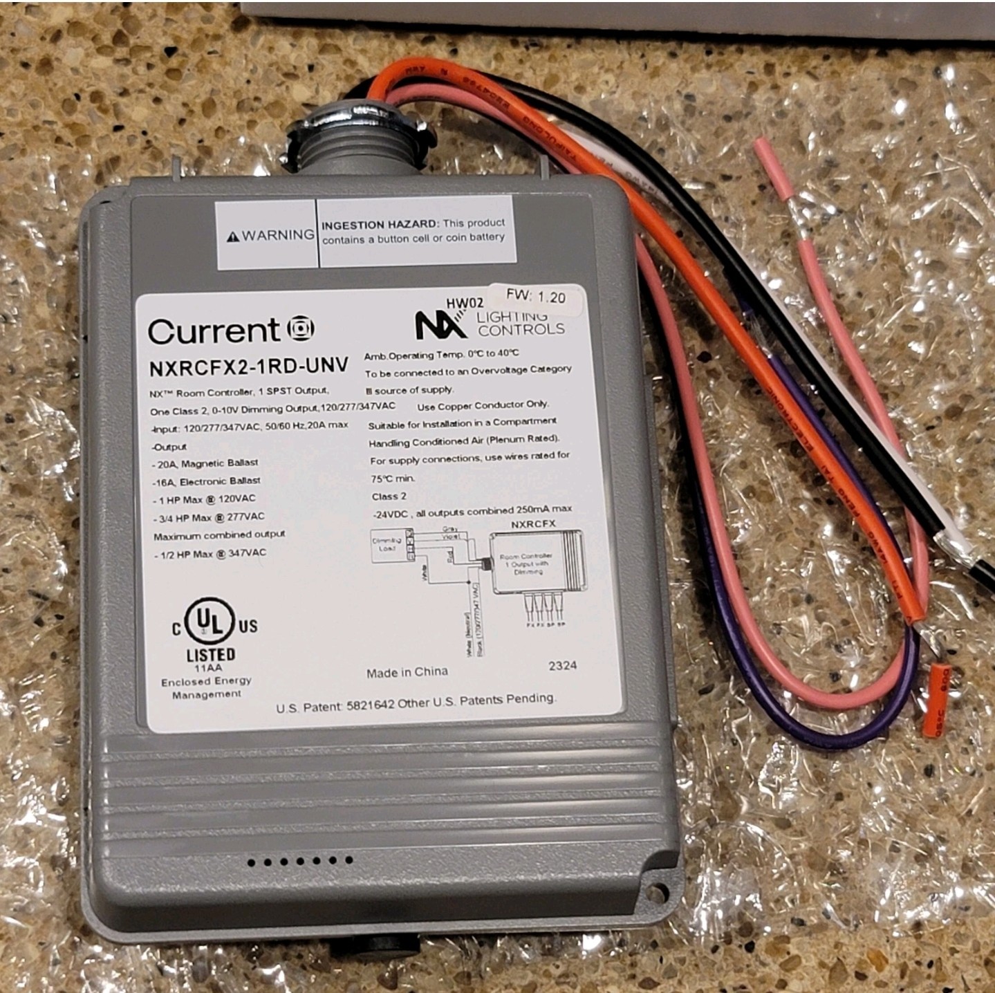 NX Lighting HUBBELL NXRCFX2-1RD-UNV Room Controller, FX Bus Compatible, 1 SPST
