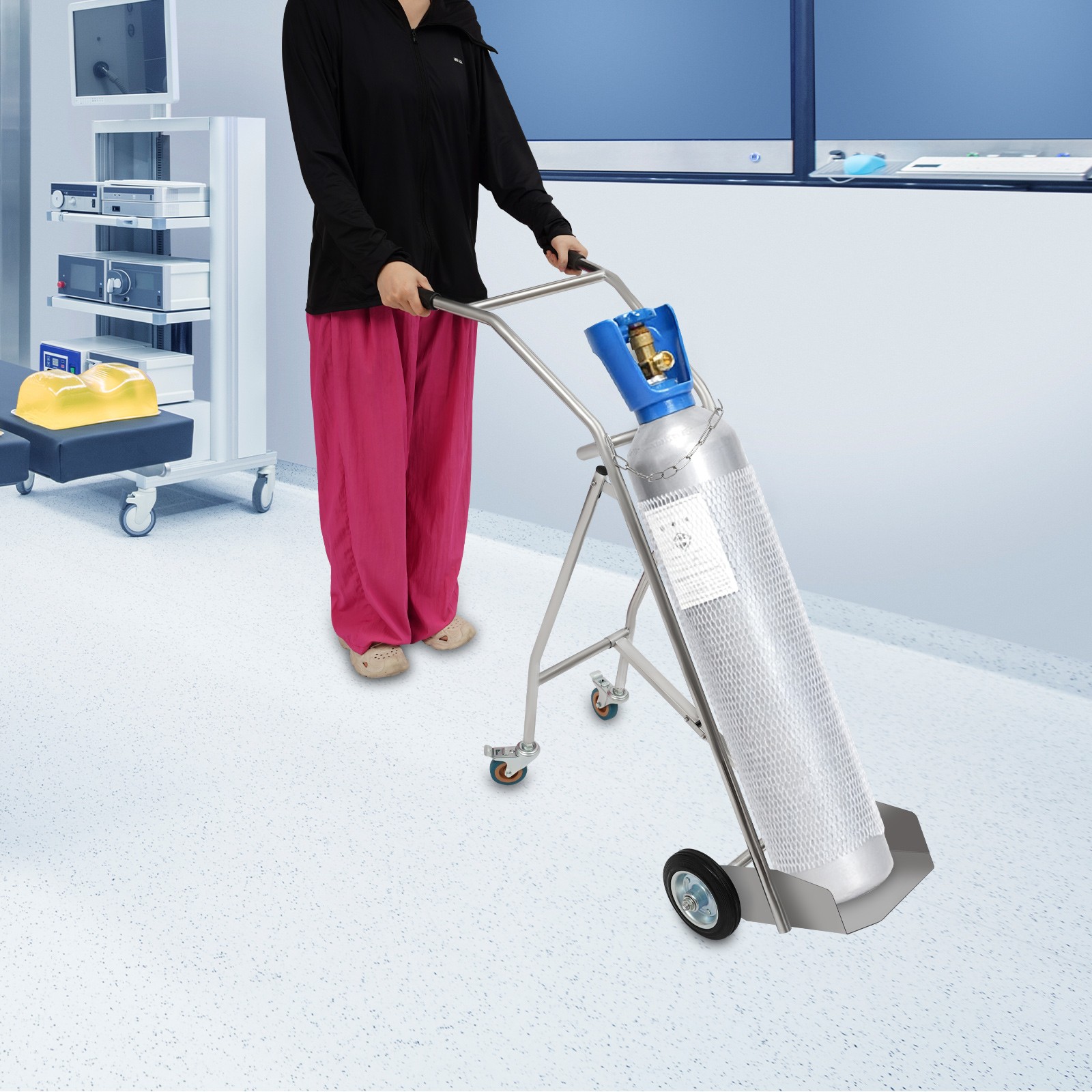 Oxygen Cylinder Cart, Oxygen Cylinder Cart Trolley With Retractable Wheels