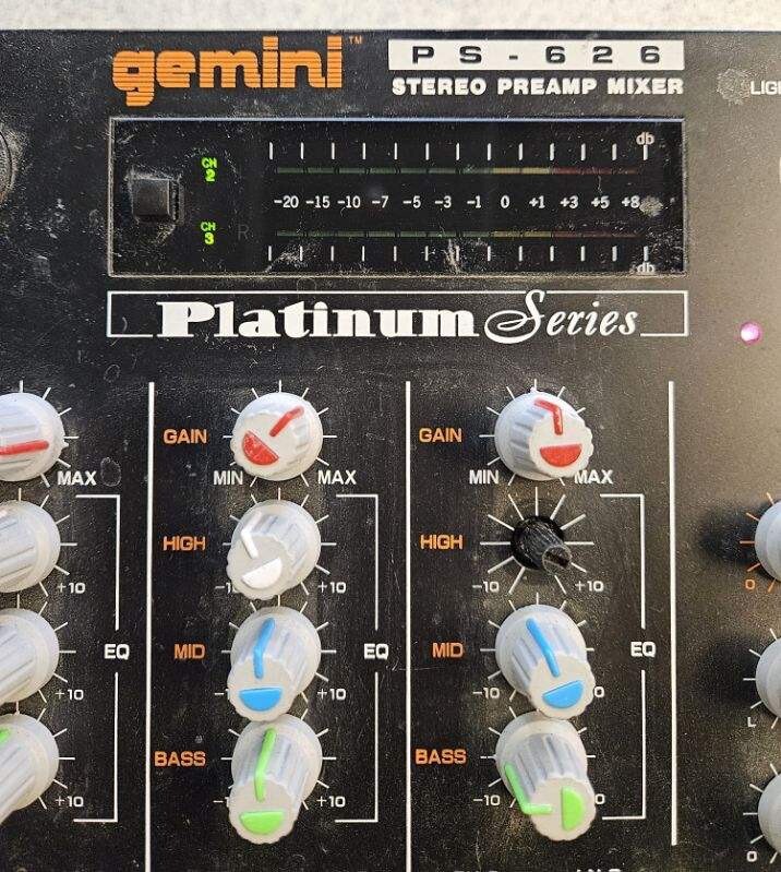 GEMINI PS-626 PRO 2 PRO STEREO PREAMP MIXER PLATINUM SERIES for parts - untested